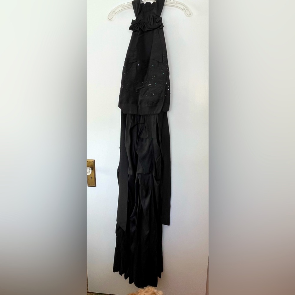 Flattering halter top long formal dress